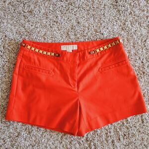 Michael Kors Mid Rise Chino Studded Accent Stretch Shorts Orange Size 4